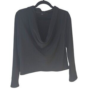2/$30 ZARA Size Small  Black Cowl Neck Long Sleeve Flowy Top Polyester